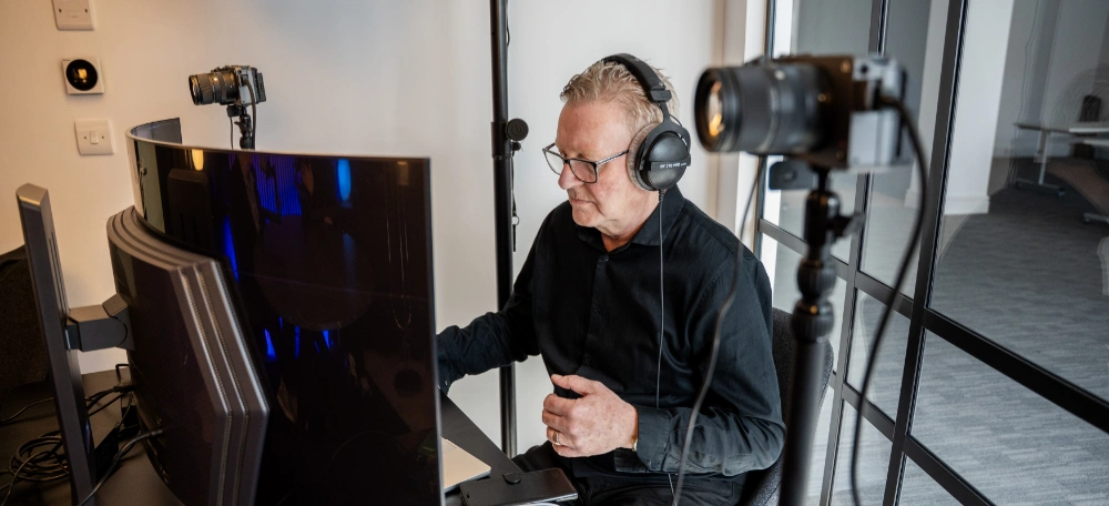 Geoff in the podcast studio
